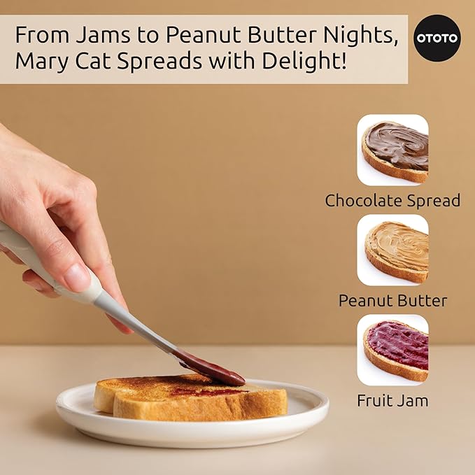 OTOTO Jar Scraper Spatula - Silicone Scraper, Cute Kitchen Accessories, Unique Fun Cooking Kitchen Gadgets for Foodies - BPA-free & 100% Food Safe (Mary Cat) - Image 4
