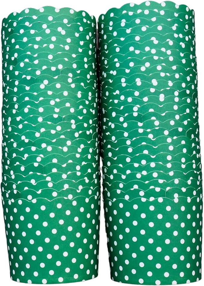 Paper Baking Cups (Polka Dots), Greaseproof Disposable Cupcake Liners (Green, Large Cups (50-Pack)) by Bake-In-Cup