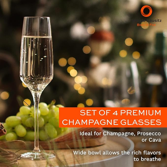 Stölzle Lausitz Champagne Glasses Experience 6-Piece Set 6.5 oz – Elegant Crystal Flutes for Prosecco & Champagne – Dishwasher-Safe & Durable - Image 2