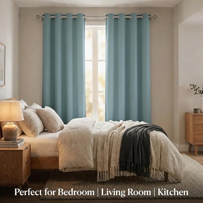 Urban Villa Cotton Grommet Curtains 52x96 (2 Panels) Aqua - Image 3
