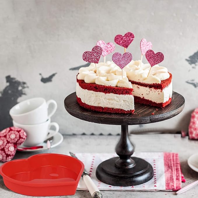 Large Heart Silicone Cake Pan Mold Easy Release Chocolate Mold Cake Trays for Valentine's Day Mousse Cake Baking, French Dessert, Jello, Pastry, Brownie, Ice Cube, Soap