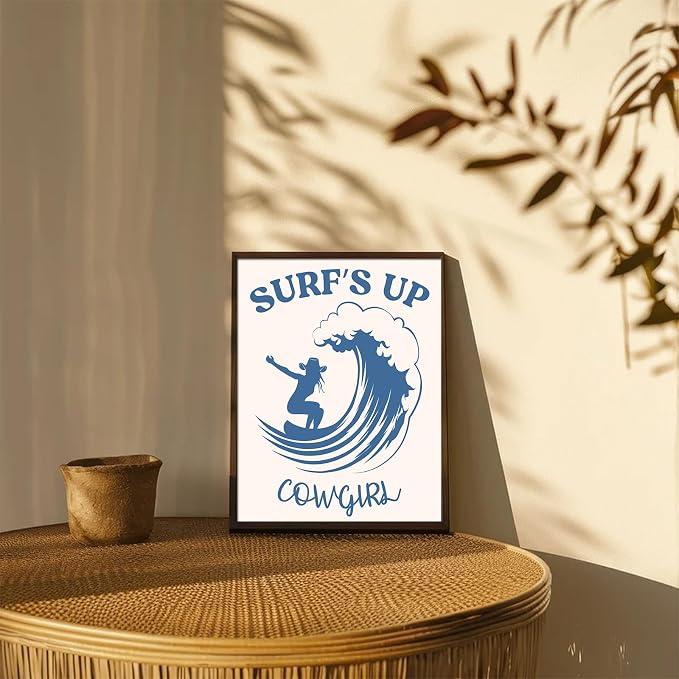XOCUUI Coastal Cowgirl Wall Art,Coquette Blue Cowgirl Boots Posters，Blue Beachy Cowgirl Room Decor,Preppy Aesthetic Pictures Prints for Teen Girl Dorm Apartment Decoration 8x10 (Unframed) - Image 6