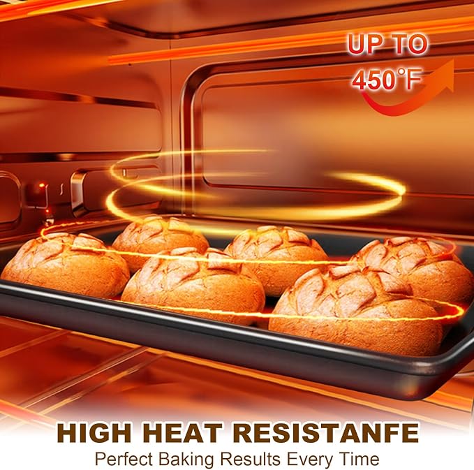 Baking Sheet Pan Set of 3, Nonstick Commercial Cookie Sheets for Baking | Commercial Half/Quarter/Jelly Roll Pans Replacement Toaster Oven Tray, Heavy Duty & Easy Clean - Image 6