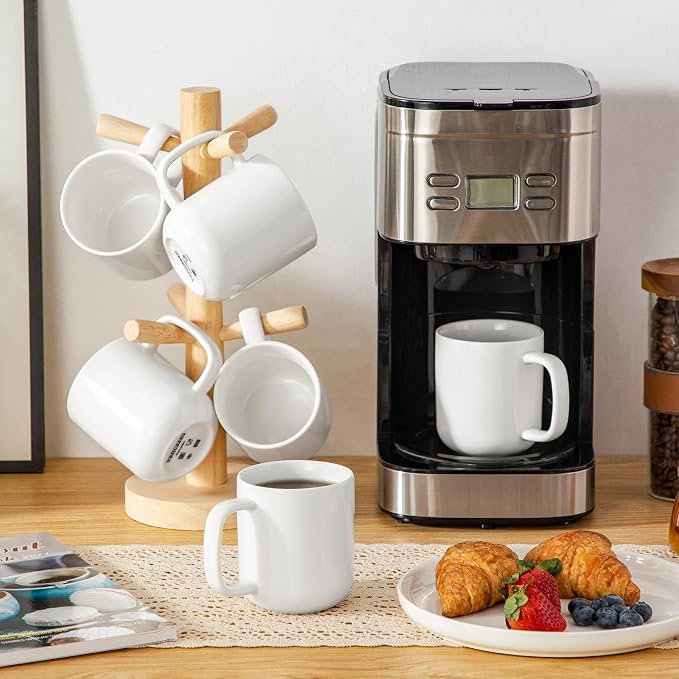 vancasso Porcelain Coffee Mugs Set, 12 oz Ceramic Coffee Cups for Latte Hot Tea Cappuccino Cocoa Milk Cups Set of 6, Dishwasher & Microwave Safe, White - Image 8