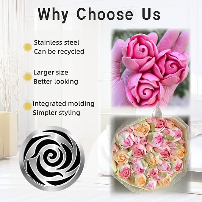 11 PCS Extra Large Russian Piping Tips Set，Stainless Steel Flower Nozzles Baking Tips for Cake Decorating for Cake Decorating Icing, Cream Bouquet DIY Cookies, Desserts Baking Tools(XXL, 6A)