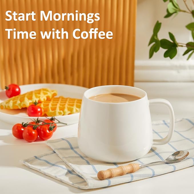 Teocera 16oz Ceramic Coffee Mugs Set of 4 – Stackable Latte Cups, Microwave, Dishwasher & Oven Safe – Ideal for Coffee, Cappuccino, Hot Chocolate, Housewarming Gifts，White - Image 4