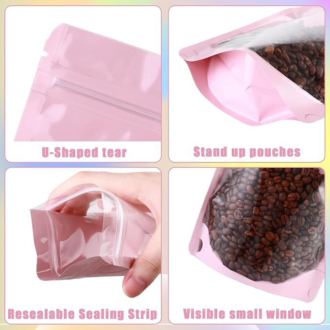 150 Pcs 4x6 Mylar Bags for Food Storage Mylar Bags with Window Stand Up Pouches Small Resealable Smell Proof Bags Freeze Dried Candy Packaging Bulk - Image 8