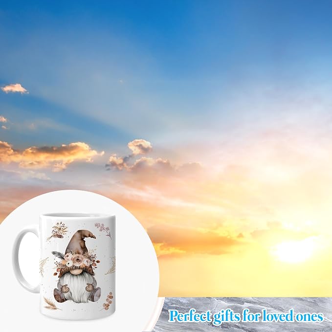 Hyturtle Personalized Gnome Mug Gifts For Women on Birthday Christmas | Gnome Themed Gift Ideas Presents For Girls Friends - Boho Flowers Custom Name 11oz White Ceramic Coffee Tea Mug - Image 4