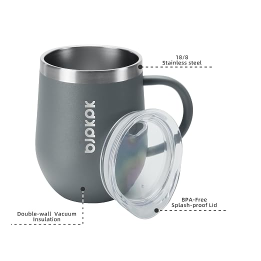 BJPKPK 2PCS Insulated Coffee Mug with Lid, 12oz Stainless Steel Tumbler | Travel Coffee Mug with Handle, Vacuum Insulated Tumbler Cup for Camping, Office, Home, BPA Free Lid, Hot & Cold - Image 2