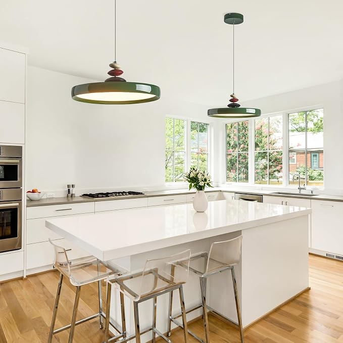 Modern Pendant Lights,Green 16" LED Pendant Lighting Fixture with Remote Control Dimmable 3 Color Mode & Brightness, Adjustable Hanging Lamp for Kitchen Dining Room Bedroom Kitchen Island - Image 5