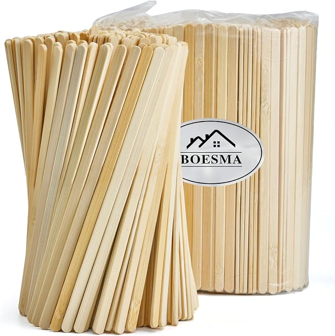 Bamboo Coffee Stirrers, 500 Count of Disposable Coffee Stir Sticks - Stir Sticks For Coffee Bar 5.5 Inch, Stir Sticks with Smooth End, Coffee Stirs for Coffee, Cocktail, Hot Drinks by Boesma