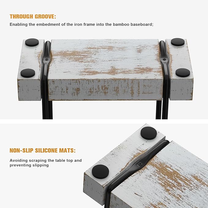 Wican Napkin Holder for Table, Wood Iron Standing Napkin Dispenser | Dining Table Farmhouse Cocktail Picnic Rustic Wood Holders, Suitable All Kitchen Dining Room Decor, Black & Farmhouse White - Image 5