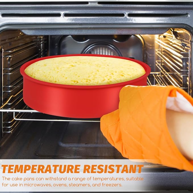 Hemoton Non-stick Round Cake Pans Set Silicone Cake Molds Stackable Baking Pans for Baking Cooking - Image 8