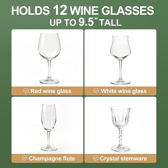 LotFancy Stemware Storage Containers, 2-Pack, Deluxe Quilted Storage Case with Dividers for 24 - Wine Glasses, Champagne Flutes, Glassware, Drinkware Storage Box Chest, 15.5”x12.5”x 10”, Gray - Image 4