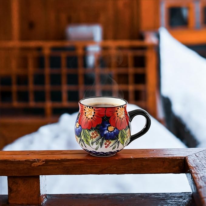ALMA 12oz Handmade Floral Ceramic Coffee Cup | Microwave & Dishwasher Safe, Ideal for Morning Coffee Tea, Home Kitchen Dining Room Display, For Home Makers & Women - Image 5