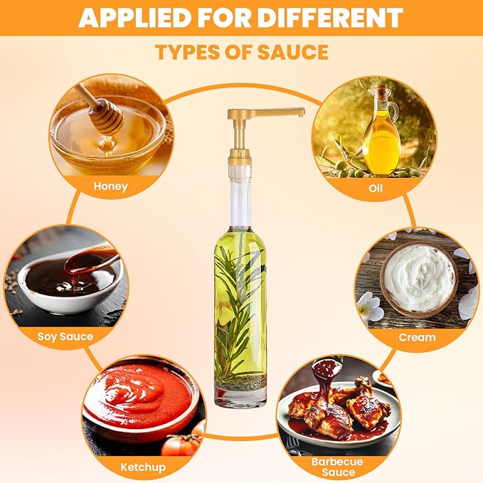 4 Pcs Gold Sauce Pump Dispenser for 64 Oz Bottles, 15CC Reusable Coffee Syrup Pump Large Coffee Syrup Dispenser for Vanilla Chocolate Sauces
