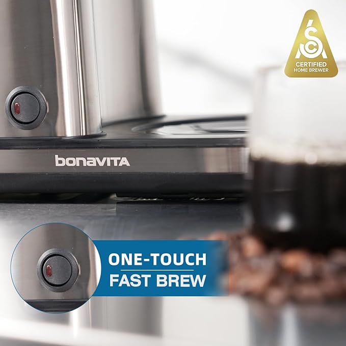 Bonavita 8 Cup Drip Coffee Maker Machine, One-Touch Pour Over, Auto Pause Brewing with Stainless Steel Double Wall Thermal Carafe, SCA Certified, Dishwasher Safe, BV1901TS | Stainless Steel Double Wall Thermal Carafe, SCA, Dishwasher Safe, BV1901TS - Image 5