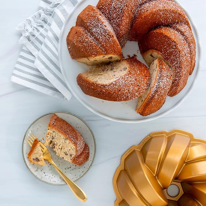 Nordic Ware NW 95577 75th Anniversary Braided Rope Bundt Cake Pan, Gold 12 Cup Capacity - Image 8