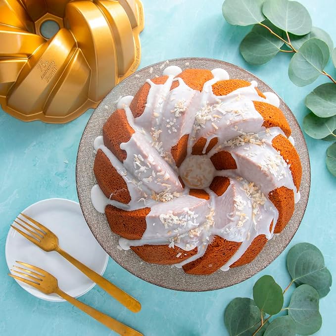 Nordic Ware NW 95577 75th Anniversary Braided Rope Bundt Cake Pan, Gold 12 Cup Capacity - Image 10