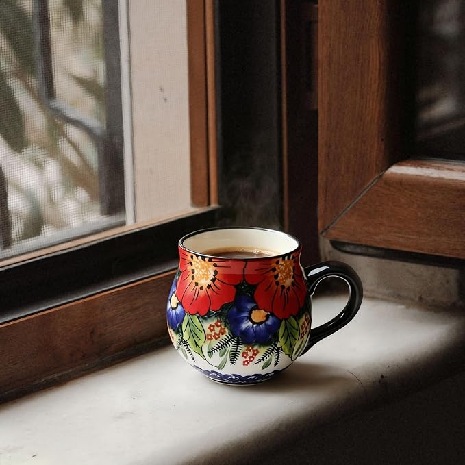 ALMA 12oz Handmade Floral Ceramic Coffee Cup | Microwave & Dishwasher Safe, Ideal for Morning Coffee Tea, Home Kitchen Dining Room Display, For Home Makers & Women - Image 4