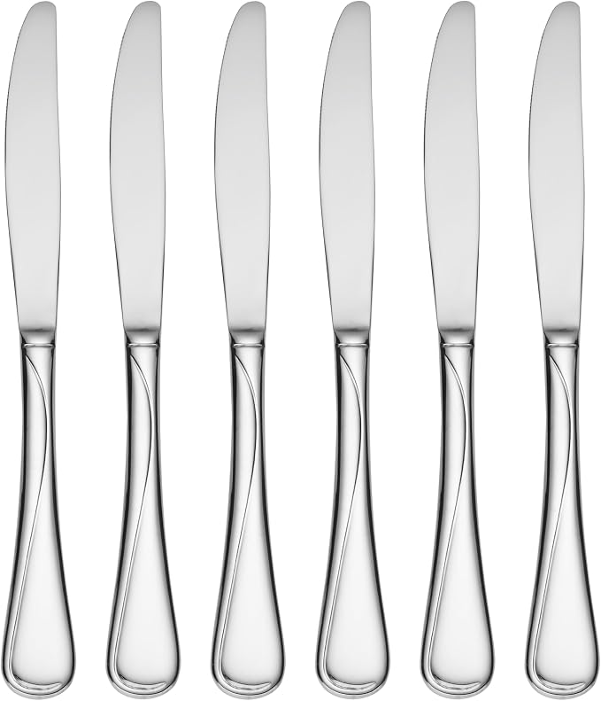 Oneida Flight Dinner Knives Silverware Set for 6, Flatware | Stainless steel, mirror finish | dishwasher safe | dinner knife set for everyday dining, cutlery set by Oneida