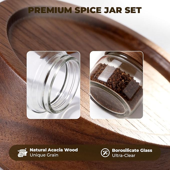 4 Pack 4 oz Glass Jars with Lids, Small Mason Jars with Airtight Acacia Wood Lid, Glass Spice Jars for Kitchen Pantry Organization, 4oz Small Jars for Spices, Nuts, Herbs & Seasoning - Image 6