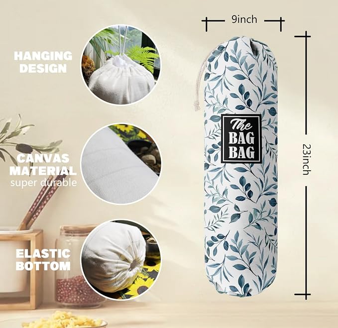 The Bag Grocery Bag Holder, Leafage Grocery Bags Holder Organizer, Wall Mount Plastic Bags Storage Container Dispensers, Kitchen Gifts For Women Family Friends Grandma Mom(E-6) - Image 3