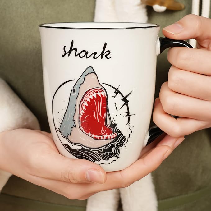 Shark Heat Changing Coffee Mug Cool Color Changing Mug Ceramic Coffee Mug Gifts for Men Women Black and White - Image 6