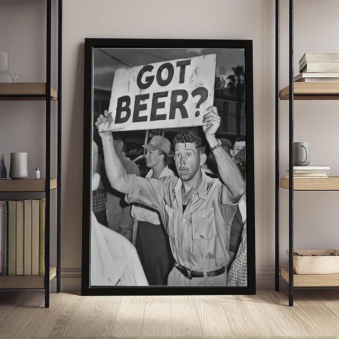 Got Beer, Black And White , Alcohol Speakeasy Poster, Prohibition, Vintage Protest Canvas Poster Wall Art Decor Print Picture Paintings for Living Room Bedroom Decoration Black Frame 08x12in(20x30cm) - Image 4