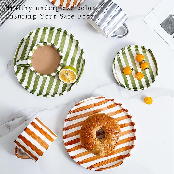 Espresso Cups Ceramic Coffee Mug Series European Striped Dot Coffee Cup And Saucer Mug Cake Plate Afternoon Tea Set Tea Cup And Saucer,A - Image 7