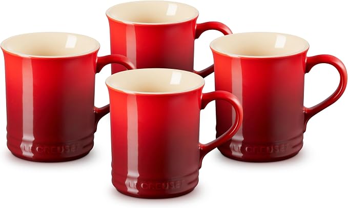 Le Creuset Stoneware Vancouver Mug, Set of 4, 14 oz. each, Cerise by Unknown