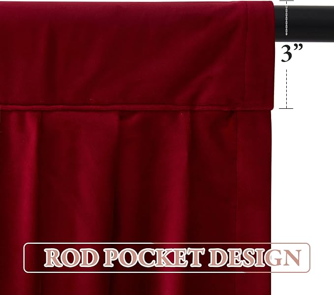 Christmas Red Waterfall Velvet Curtain Valances W79 inches, 1 Panel | Luxury Waterfall Swag Valances, Room Darkening Privacy Window Drapes for Theater, Living Dining Room, Media - Image 3
