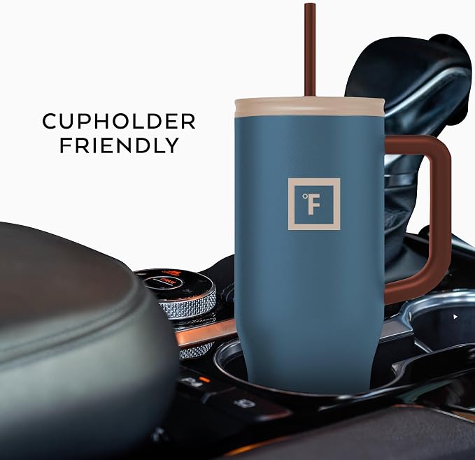 IRON °FLASK 40 oz Co-Pilot Insulated Travel Mug | Insulated Travel Mug with Straw & Flip Cap Lids - Cup Holder Fit, Leakproof, BPA Free, Protective Boot (Cream & Berries) - Image 6