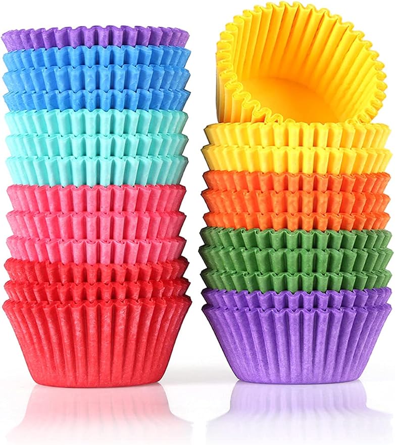 Colored Mini Paper Cupcake Liners Vibrant Muffin Baking Cups 400-Count - Image 2