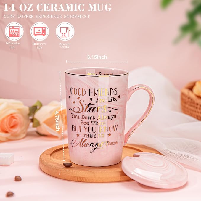 Best Friend Birthday Gifts for Women, Friendship Gifts for Women, Unique Mothers Day Birthday Gift Ideas for Her, Friends Female, Besties, BFF Ceramic Marble Coffee Mug Gift Box Printed Gold 14 oz | Unique Mothers Day Birthday Gift Ideas for Her Friend... - Image 4