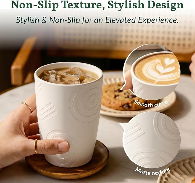 Homienly Kitchen Cups 12 OZ Wheat Straw Drinking Glasses–Unbreakable, Lightweight & Reusable Alternative to Plastic Cups,Dishwasher Safe Cups for Kitchen & Outdoor Use (White, 6 PCS) - Image 3