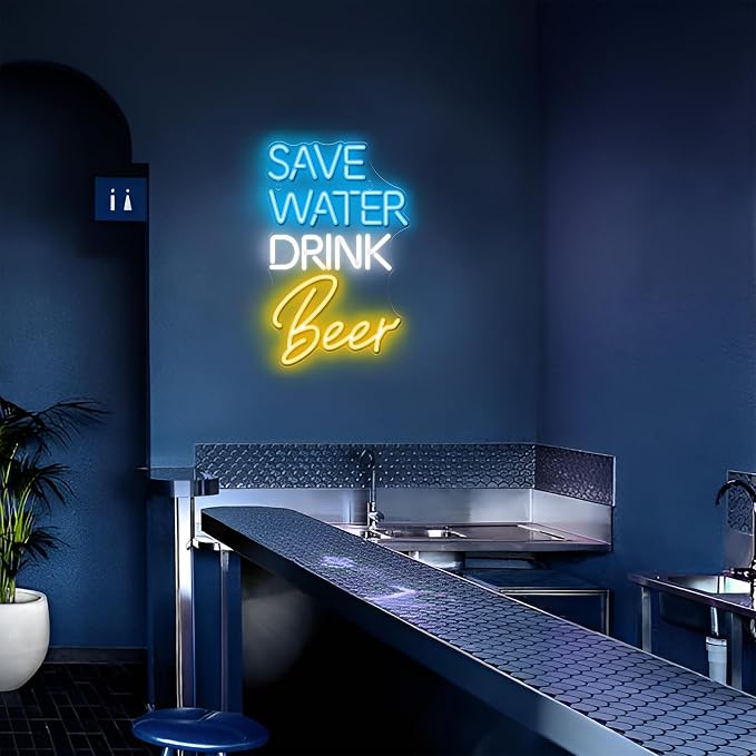 Kavaas Save Water Drink Beer Neon Sign, Neon Beer Signs for Man Cave, Home Bar, Pub, Wall Decor - Best Gifts for Beer Lovers, Birthday, Christmas - Image 4