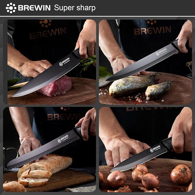 Knife Set, Brewin Kitchen Knife Set, Knives Set for Kitchen, Universal Knife Block, Utility Knife Block Set, New Home Essentials, Apartment Essentials, Camping essentials, RV Essentials - Image 6