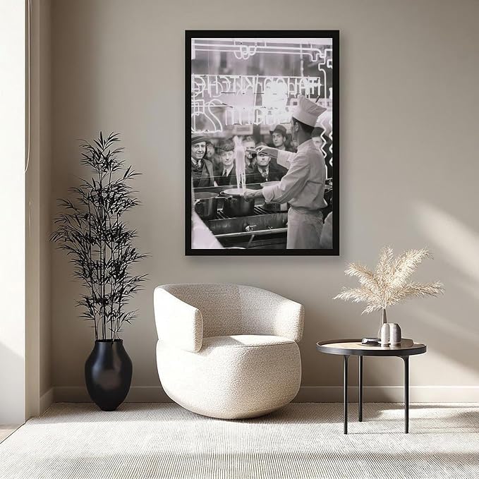 Chef Cooking Spaghetti, Italian Restaurant in New York 1930s, Black And White , Vintage, Retro Pasta Art, Kitchen Wall Decor Canvas Poster Bedroom Decor Sports Landscape Office Room Decor Gift Black F - Image 8