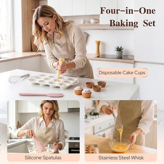 2 Pack Silicone Muffin Pans, 12 Cup Cupcake Pan with Metal Reinforced Frame | 3 Baking Tools Included, Nonstick Molds for Homemade Muffins, Cupcakes, Egg Bites, Oven & Dishwasher Safe - Image 7