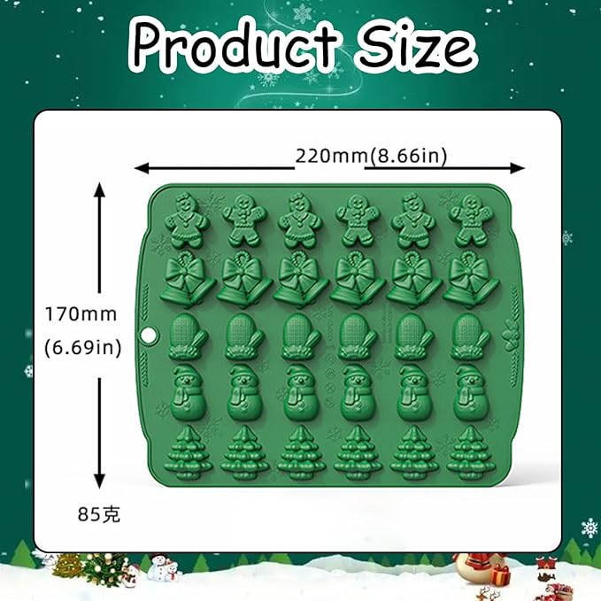 2 Pcs Christmas Silicone Molds for Chocolate,3D Christmas Tree Candy Silicone Mold 60 Cavity Small Baking Molds for Claus Elk Snowman Santa Bells Gloves Socks Shape Silicon Molds