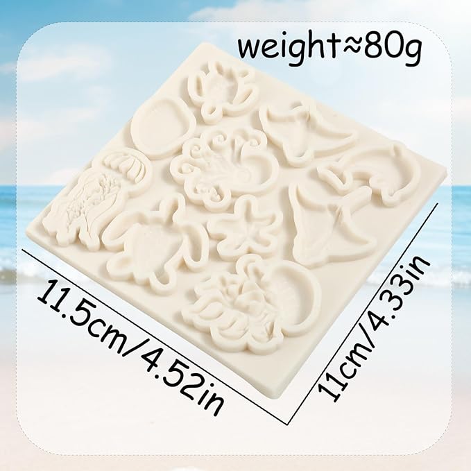 1 Pcs Ocean Theme Cake Decoration Silicone Mold, Turtle Octopus Chocolate Fondant Mold, for Kitchen Baking Cupcake Topper Chocolate Candy and Resin Pendant Clay