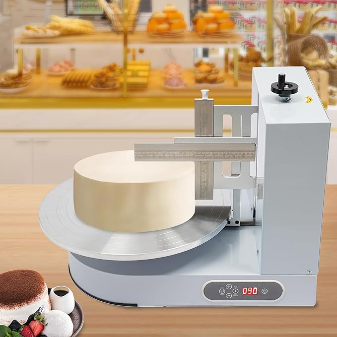 Cake Icing Machine 200W Auto Cream Spreading Machine w/Graduated Scraper & LCD, 0-320 RPM, 7.87"H Spatula Adjustable, White Professional Cake Decorating Tool Frosting Turntable for 4-16 Inch Cakes