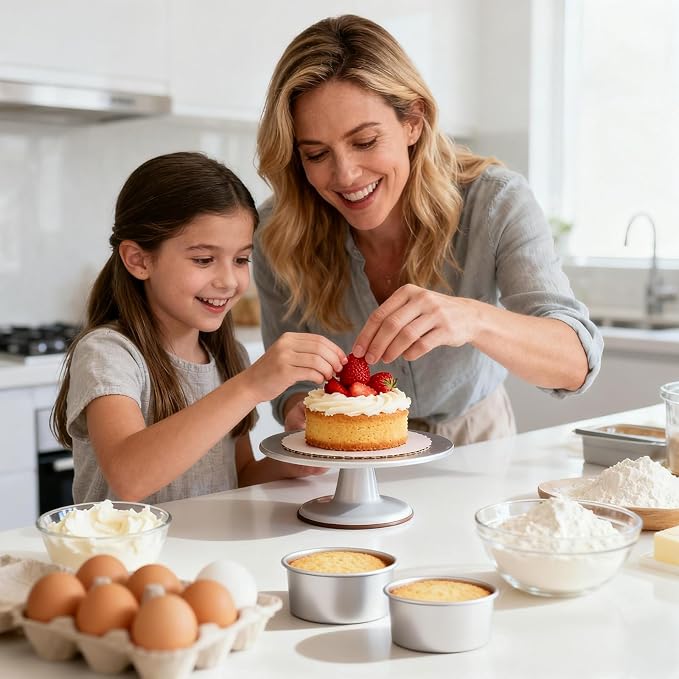 Beasea 4 Inch Cake Pans Set of 3, Aluminum Alloy Mini Round Cake Pans for Baking, Metal Small Cheesecake Dessert Mold Tin Bakeware - Fixed Bottom - Image 7