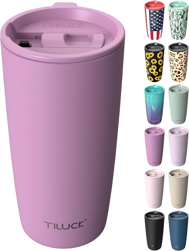 TILUCK 20 oz Insulated Coffee Tumbler with BPA-Free Lid | Travel Coffee Mug, Dishwasher Safe, Cup Holder Friendly, Double-Wall Vacuum Insulation for Hot & Cold Drinks, Matte Lilac by TILUCKBringsGoodLuck