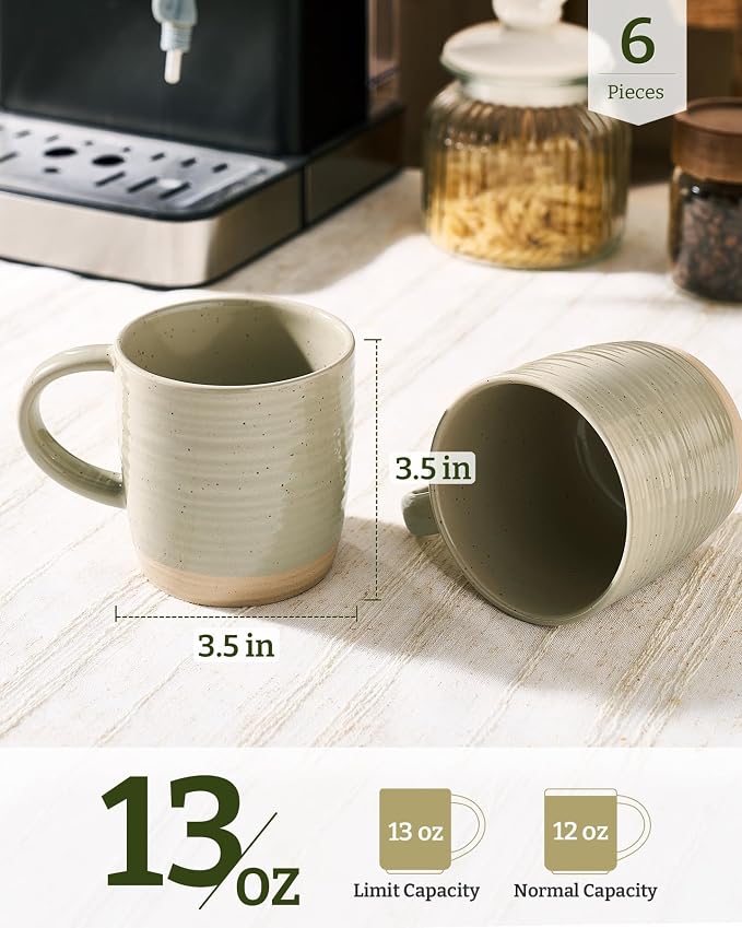 famiware Coffee Mugs Set of 6, 13 oz Mug Set, Ceramic Cup Set with Handle for Coffee, Tea, Cocoa, Milk, Constellation Series, Honey - Image 3