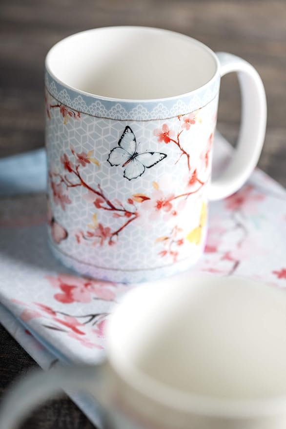 Maison d' Hermine Coffee Mug with Handles Tea Cups (12 Ounce, Pack of 2) | Fine Bone China Coffee Mugs for Hot Beverages Cappuccino Latte Home Restaurant Hotel Spring Summer -Blossoms in Spring - Image 5