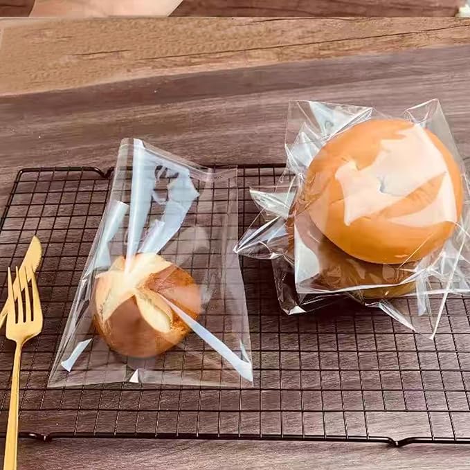 SUREHOME Cookie Bags with Seal 100 Pcs 4 x 4 In Clear Self Sealing Cellophane Bags for Cookie Packaging Small Treat Bag Self Adhesive Individual Cookie Wrappers Gift Giving Candy Baked Goods Sleeves - Image 4