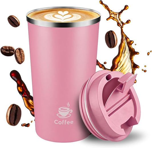 17oz Travel Coffee Mug ,Leakproof Vacuum Coffee Cup Insulated Tumbler | 304 Stainless Steel, Double-Wall Vacuum Insulated, Leakproof, Fits Hot & Cold Drinks Car Cup Holders, Travel, Office by Unknown