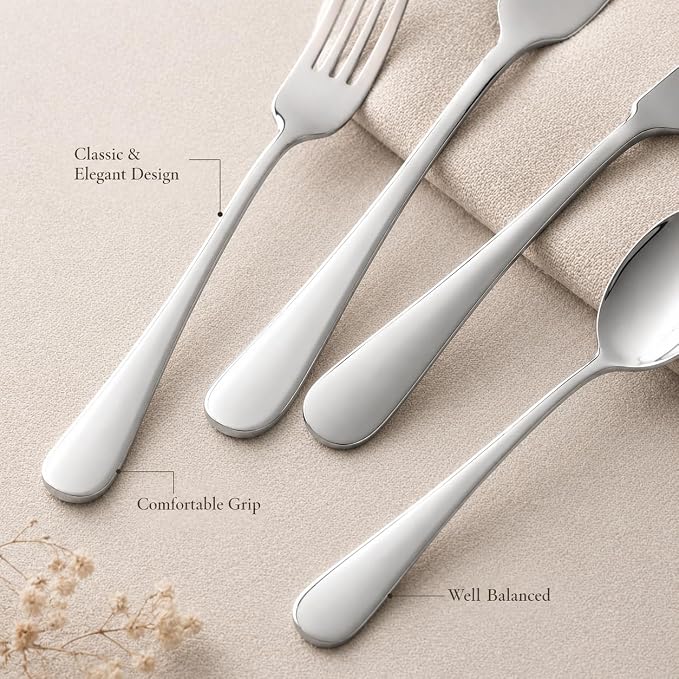 Silverware Set,SANTUO Stainless Steel Knives Spoon Forks Set for Home, Kitchen and Restaurant, Mirror Polished& Dishwasher Safe (12pcs-Silverware set) - Image 3